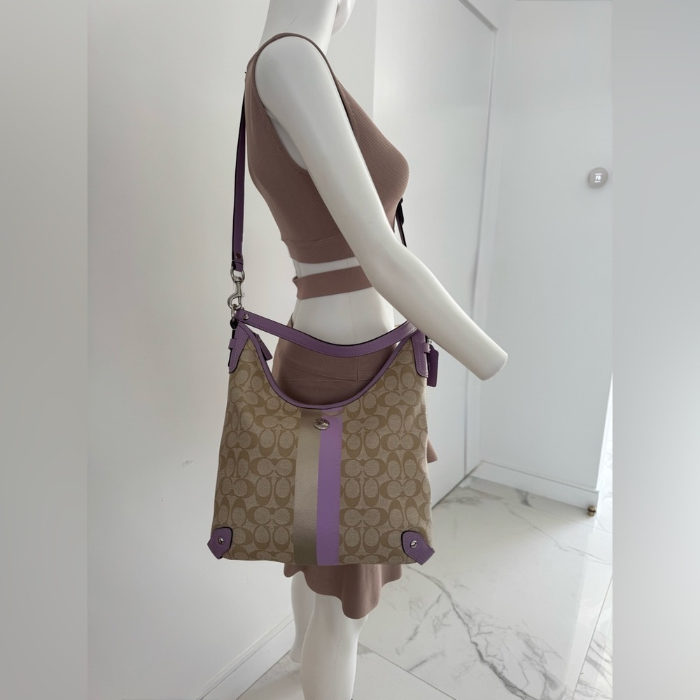 Authentic Coach Chelsea Signature canvas Hobo shoulder Two Way Bag - Picture 5 of 17